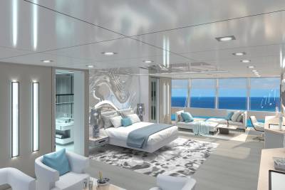 Luxurious yacht suite offers unparalleled ocean views and modern comforts for the ultimate maritime escape.