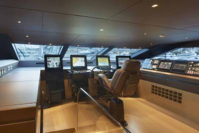 The bridge of a luxury yacht offers panoramic views and advanced navigation systems for a seamless journey.