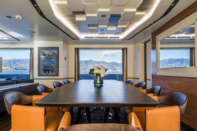 Dine in luxurious comfort surrounded by panoramic views of the Mediterranean coast.