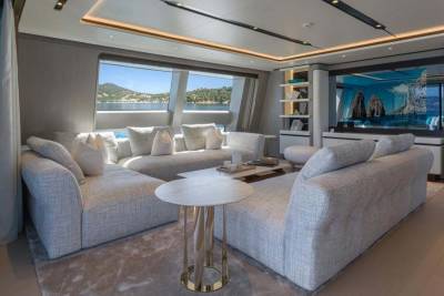 Luxurious yacht interiors offer stunning ocean views and modern comfort for ultimate relaxation.