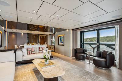 Luxurious yacht interiors blend modern comfort with breathtaking ocean views for an unforgettable escape.