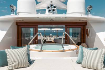 Relax in the onboard jacuzzi with stunning views of the Mediterranean Sea.