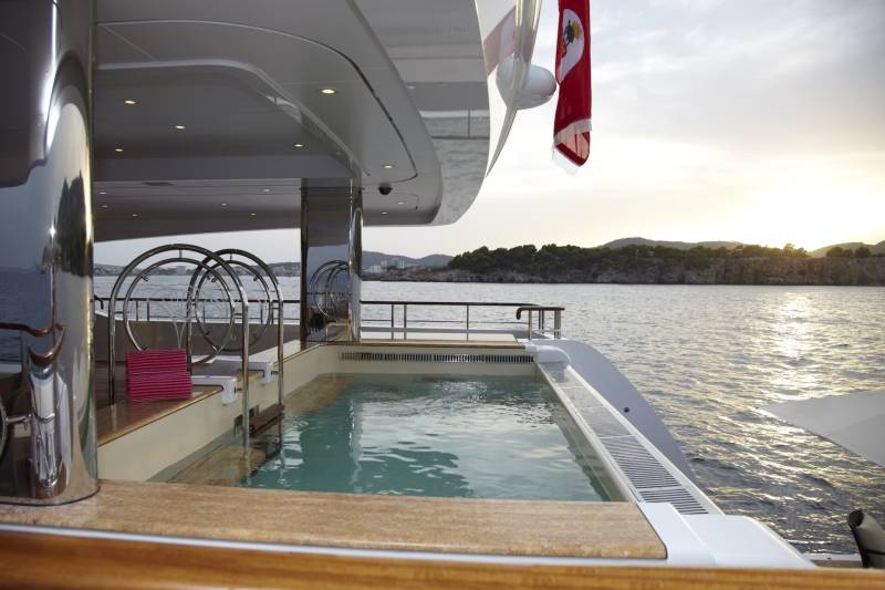 Relax in the onboard jacuzzi as the sun sets over the tranquil Mediterranean waters.