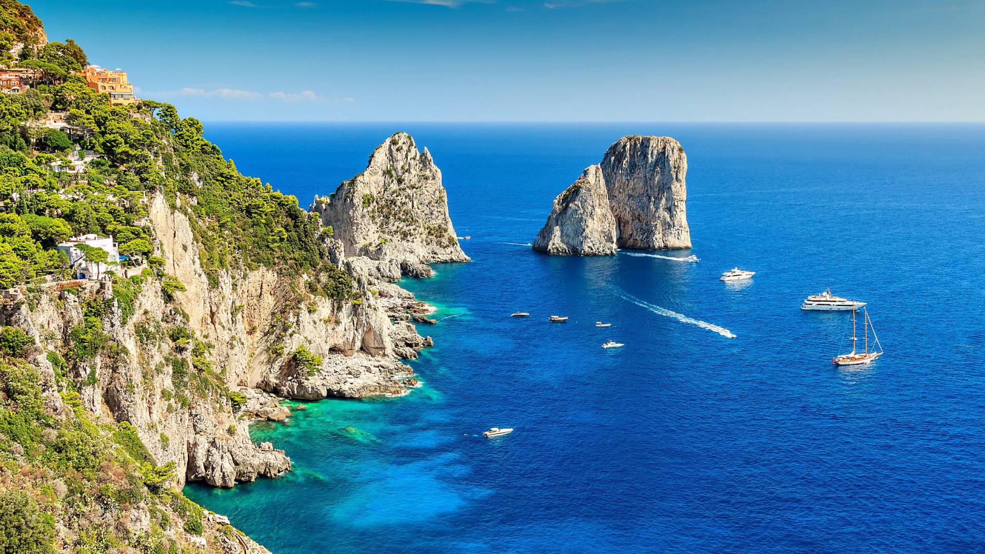 Mediterranean cliffs over blue sea