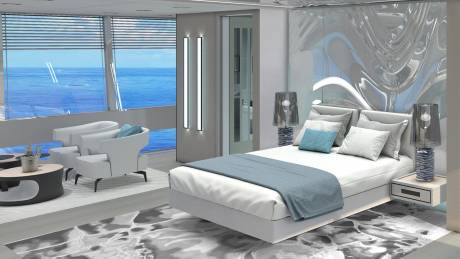 Luxurious yacht cabin offers stunning ocean views and modern amenities for the ultimate nautical escape.