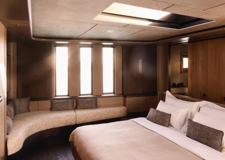 Master cabin with forward views